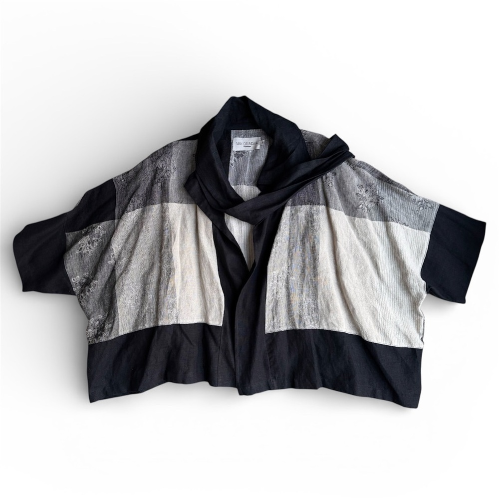 Ivan Grundahl Copenhagen Asymmetrical Shawl Wrap Cardigan Oversized Colorblock